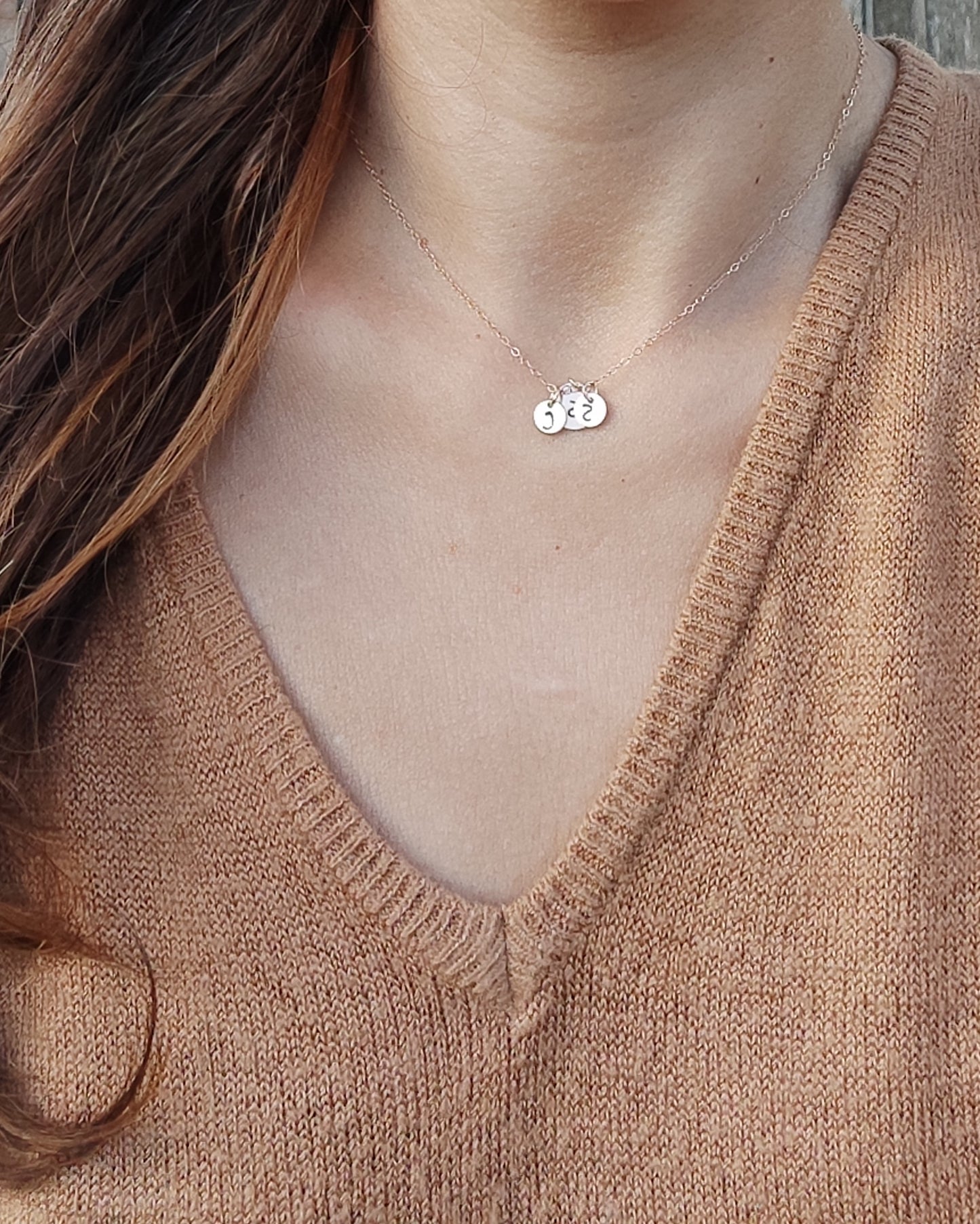 Personalisierte Gold Filled Plättchen Anhänger mit Initialen