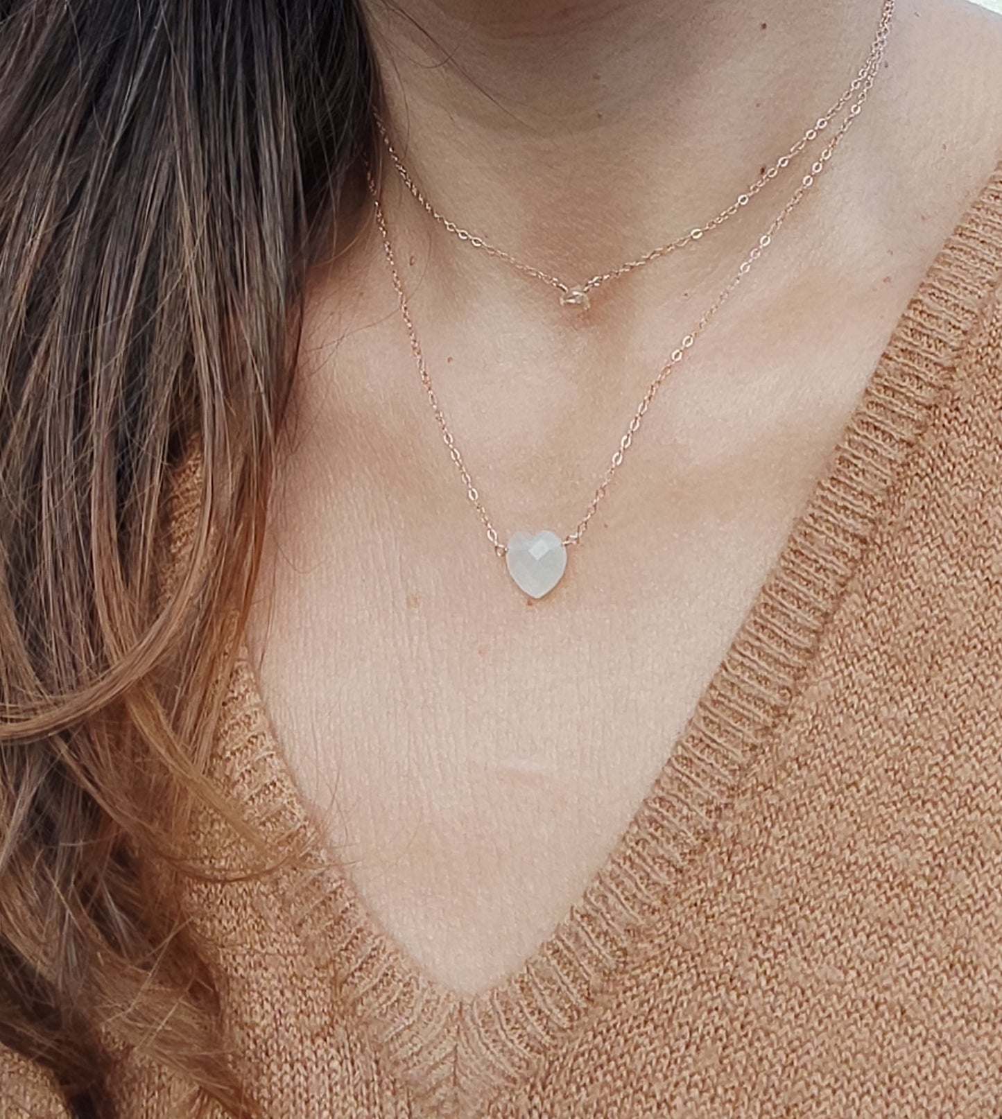 Mondstein Herz Halskette