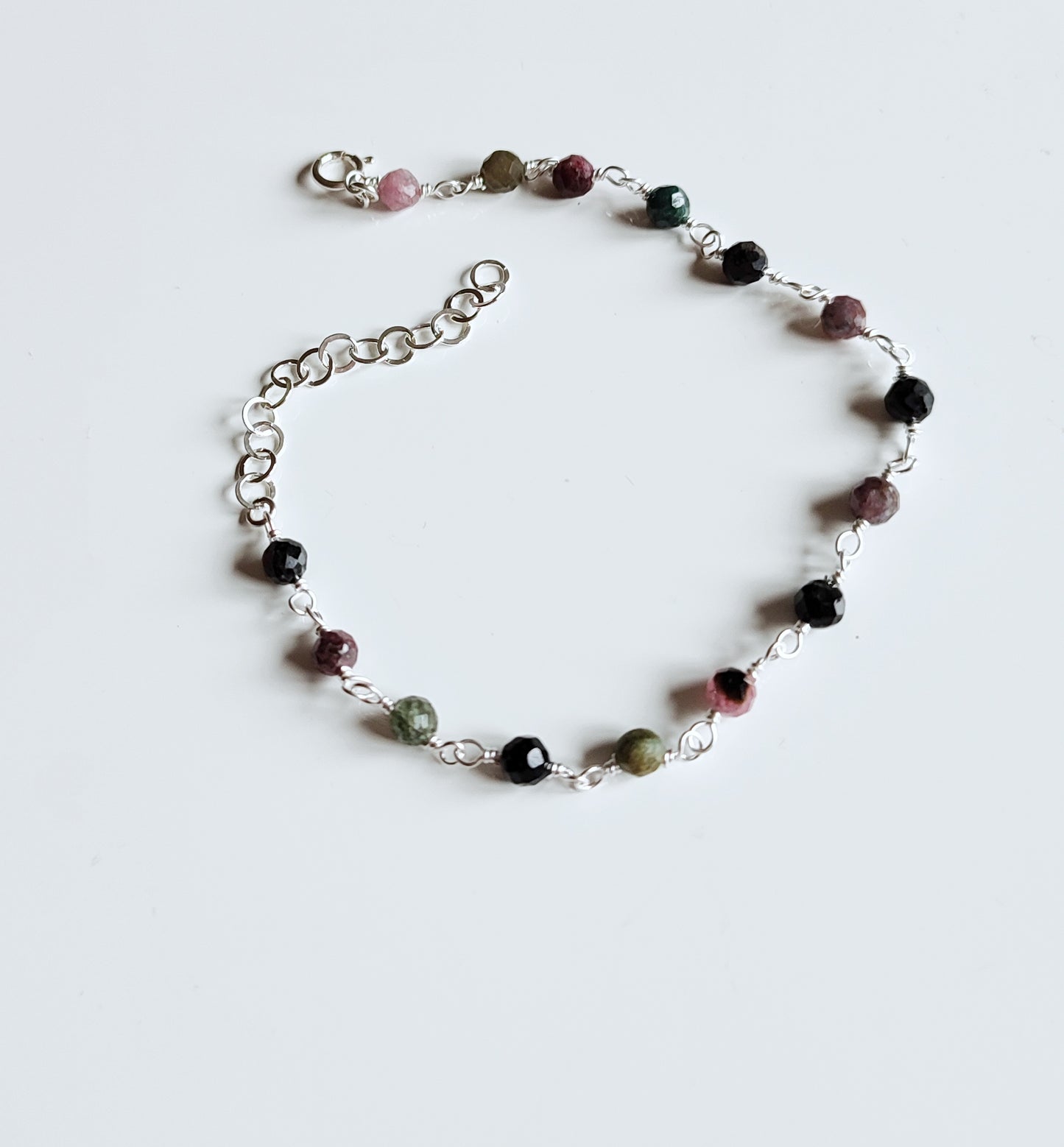 Multi Turmalin Armband, 925 Sterling Silber Armband mit bunten Turmalin Steinen