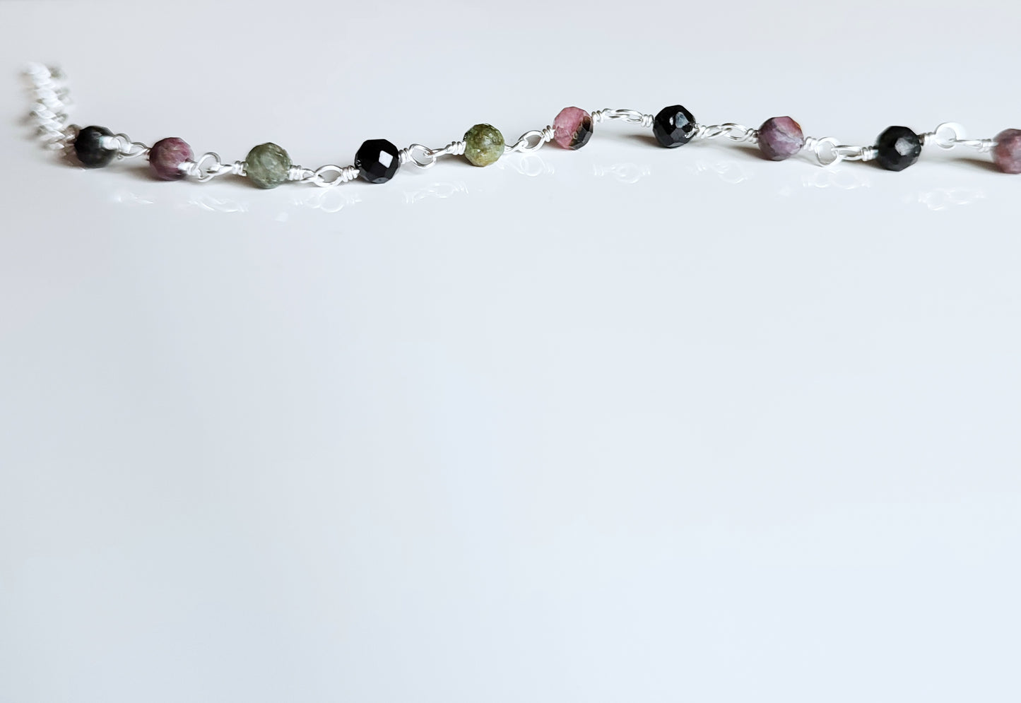 Multi Turmalin Armband, 925 Sterling Silber Armband mit bunten Turmalin Steinen