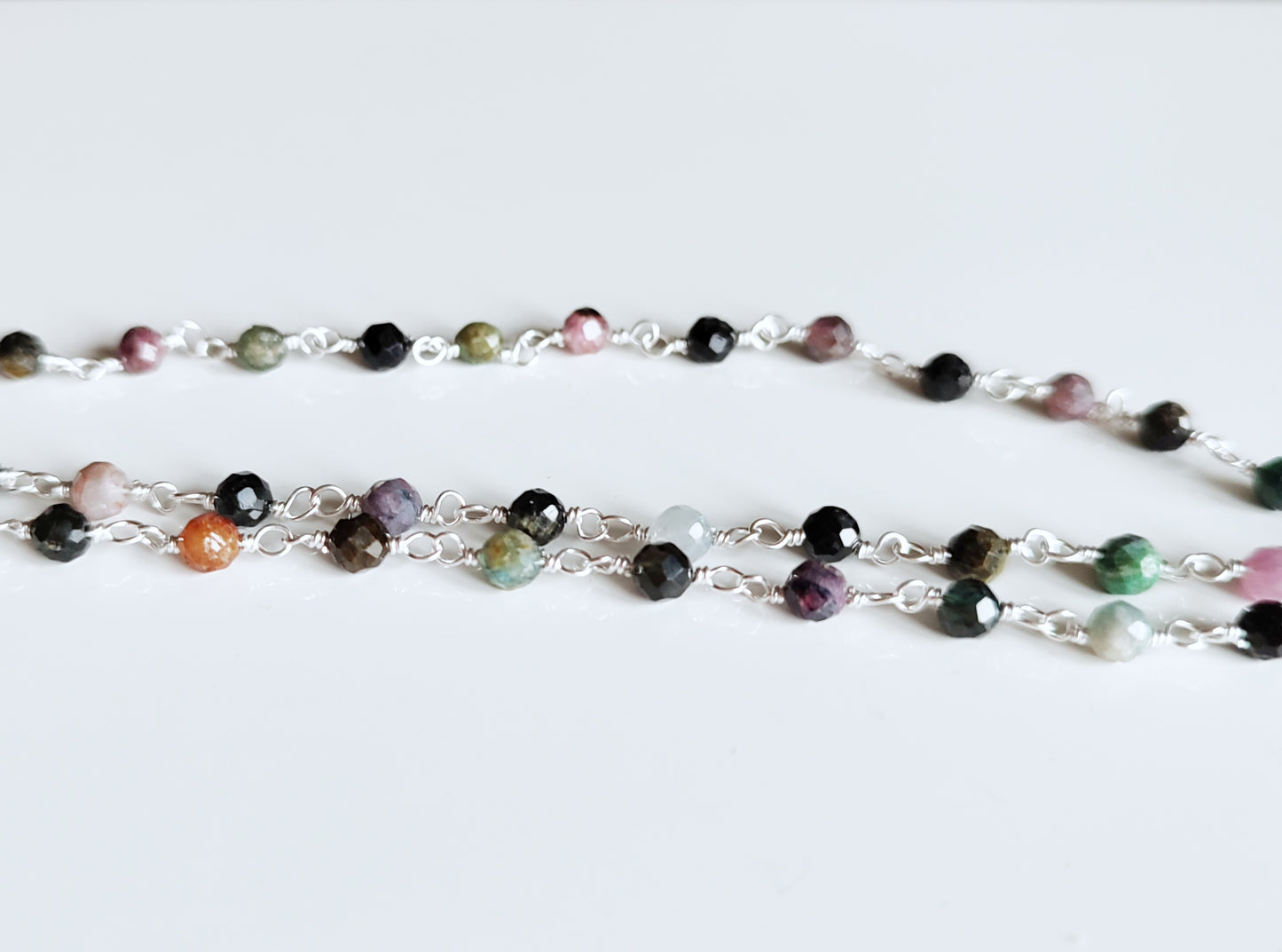 Multi Turmalin Armband, 925 Sterling Silber Armband mit bunten Turmalin Steinen