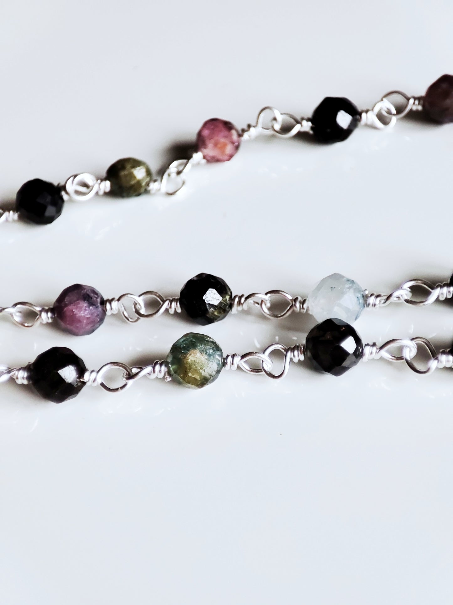 Multi Turmalin Armband, 925 Sterling Silber Armband mit bunten Turmalin Steinen