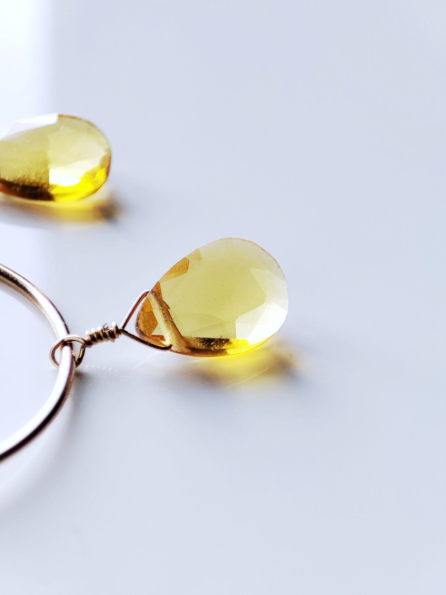 Citrin Tropfen Creolen, Ohrringe in Gold, Roségold Filled oder Sterling Silber