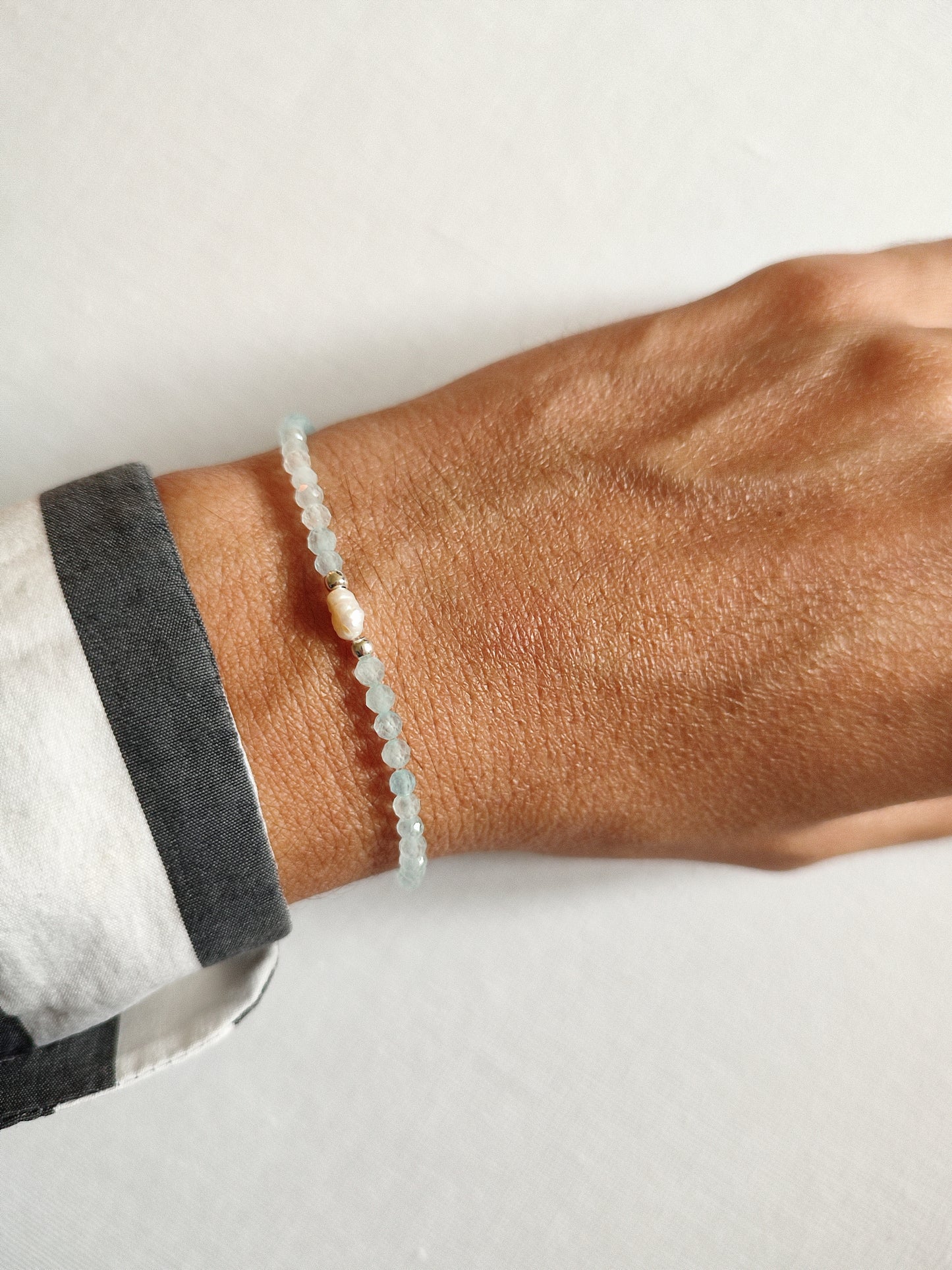 Aquamarin Armband mit Süßwasserperle