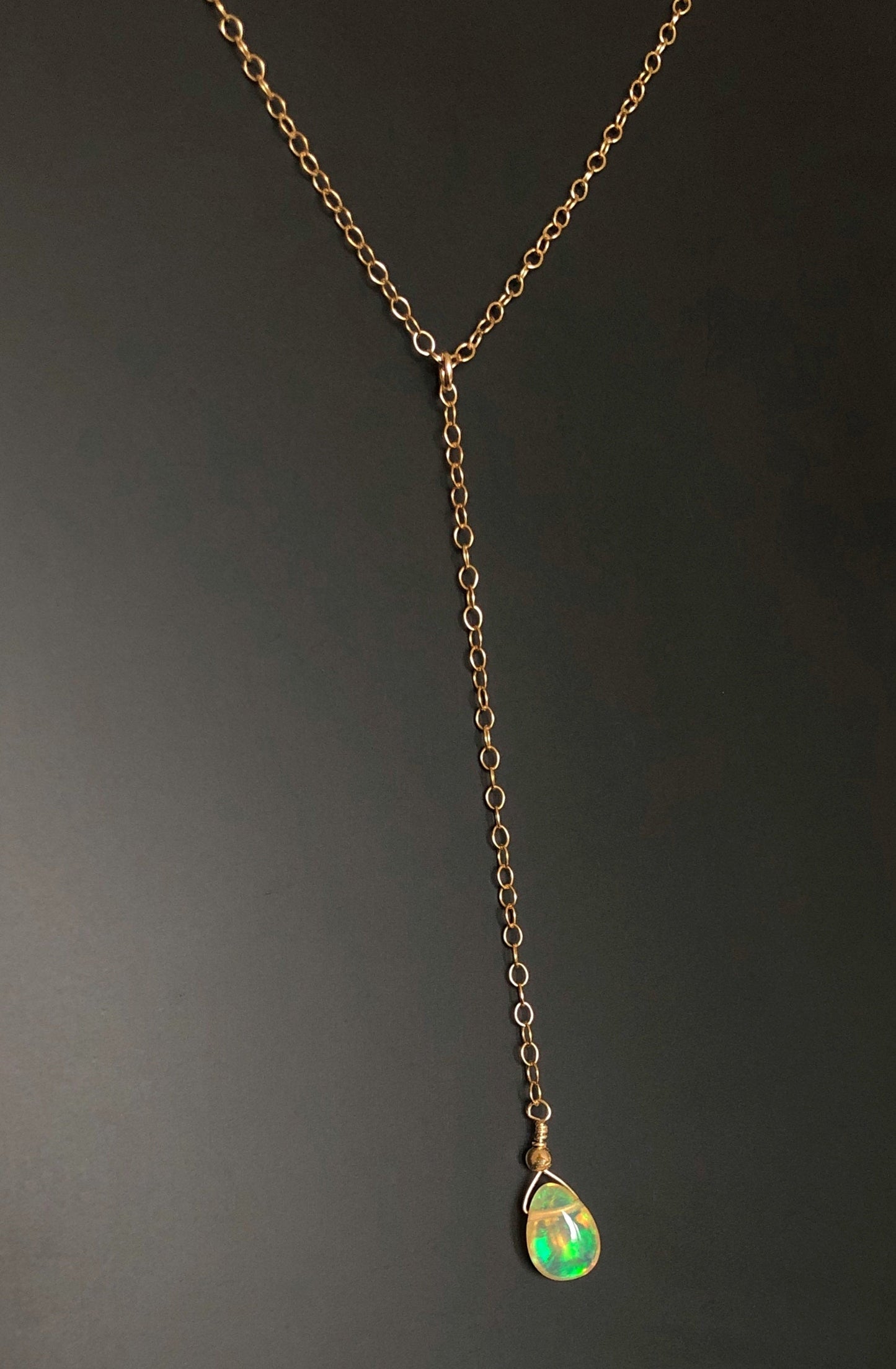 Y Halskette mit Opal, Welo Opal Kette in Gold Filled, Rosègold und 925 Sterling Silber