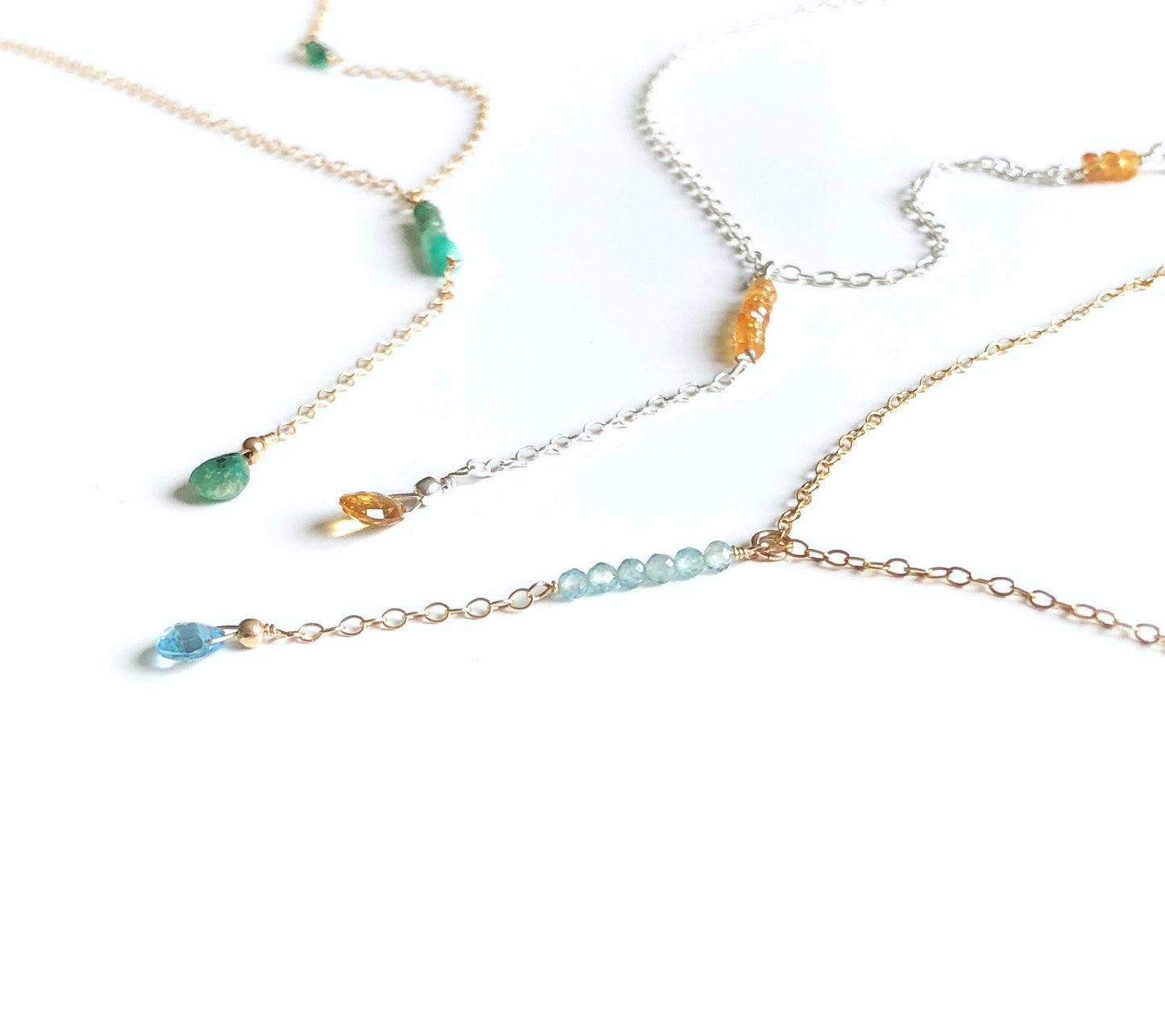 Zierliche Aquamarin Halskette, Y Kette mit Aquamarin, März Geburtsstein, Schmuck Geschenke für Frauen