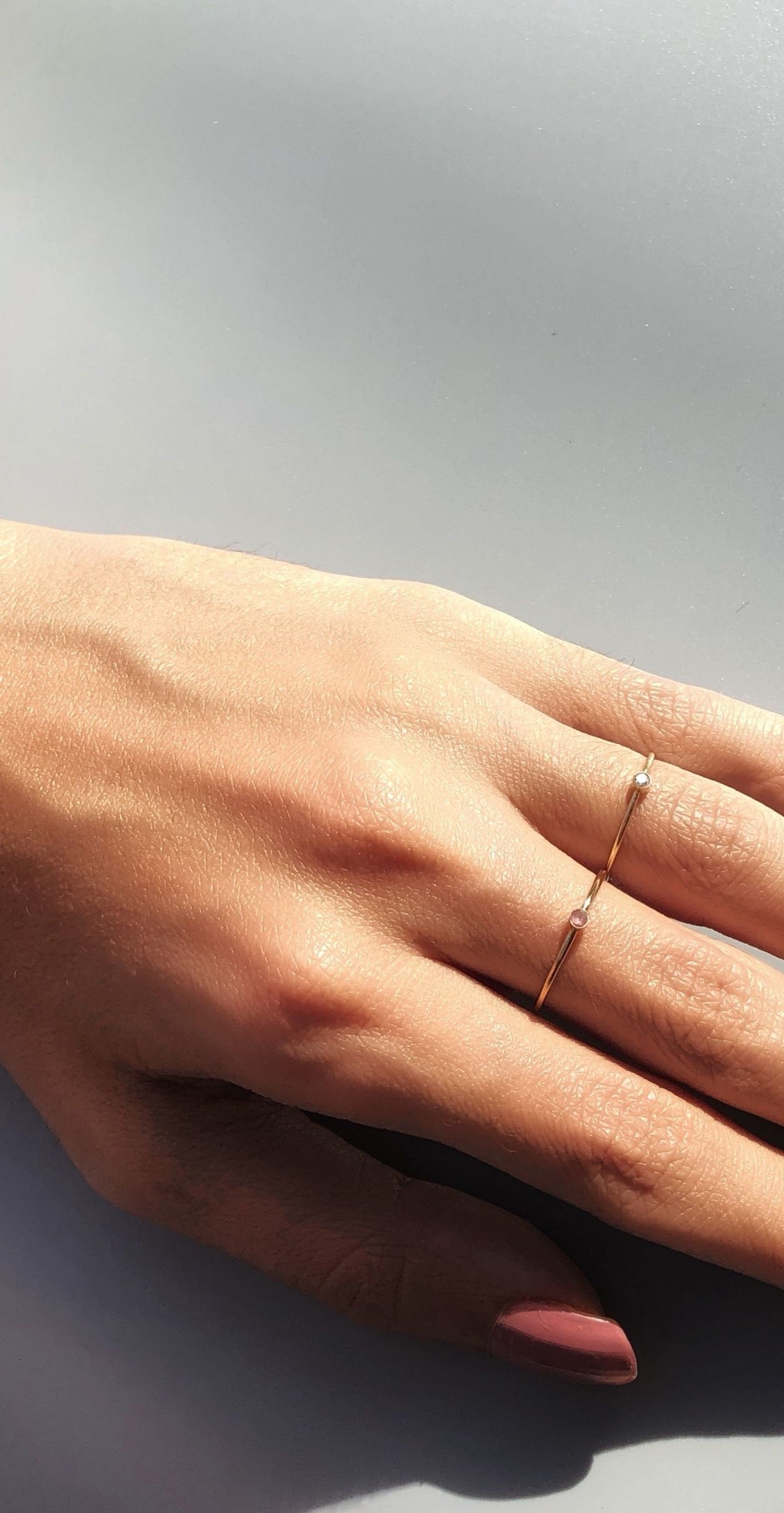 Amethyst Ring, Stapelring in Gold Filled, Sterling Silber, Roségold