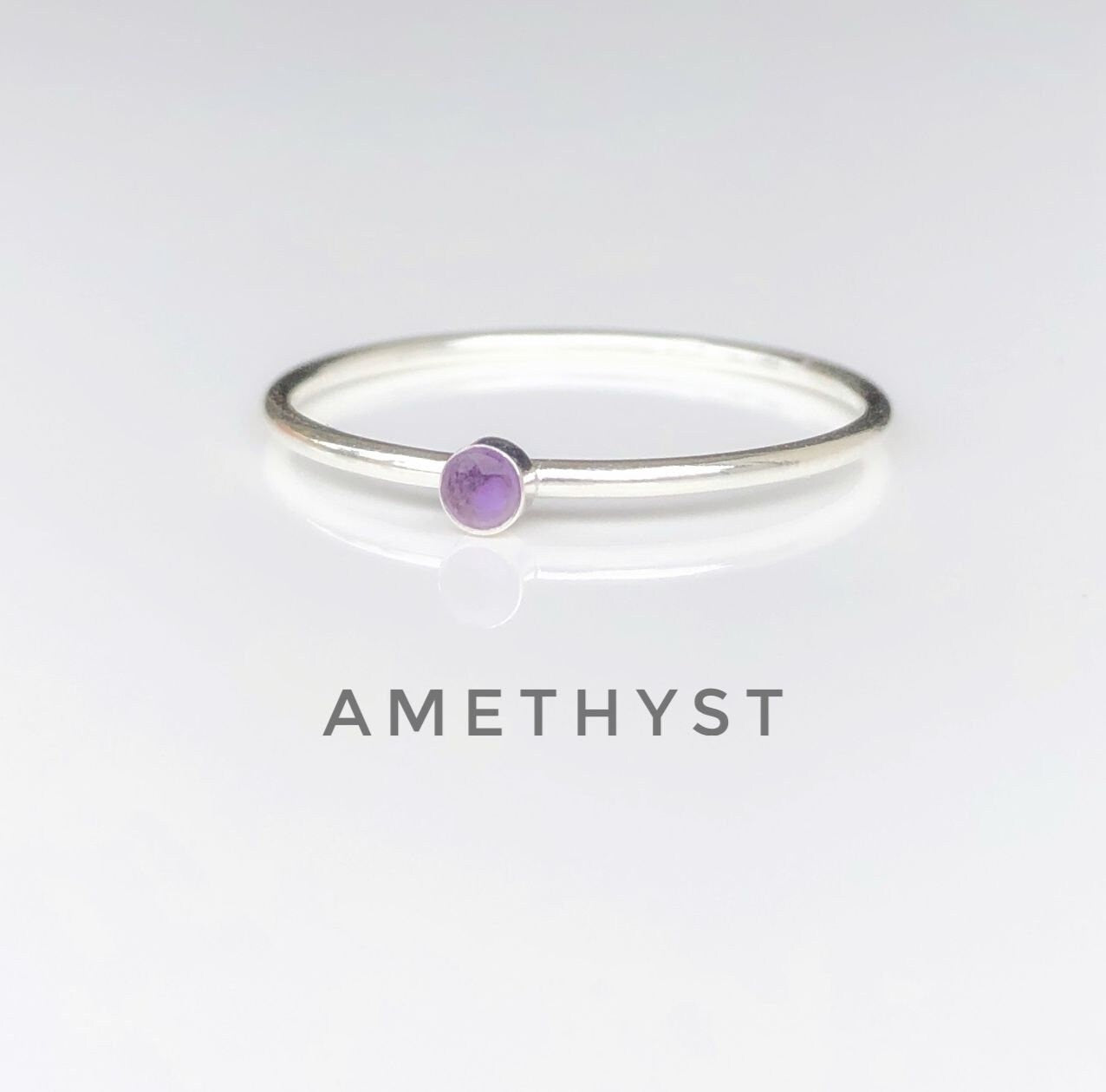 Amethyst Ring, Stapelring in Gold Filled, Sterling Silber, Roségold