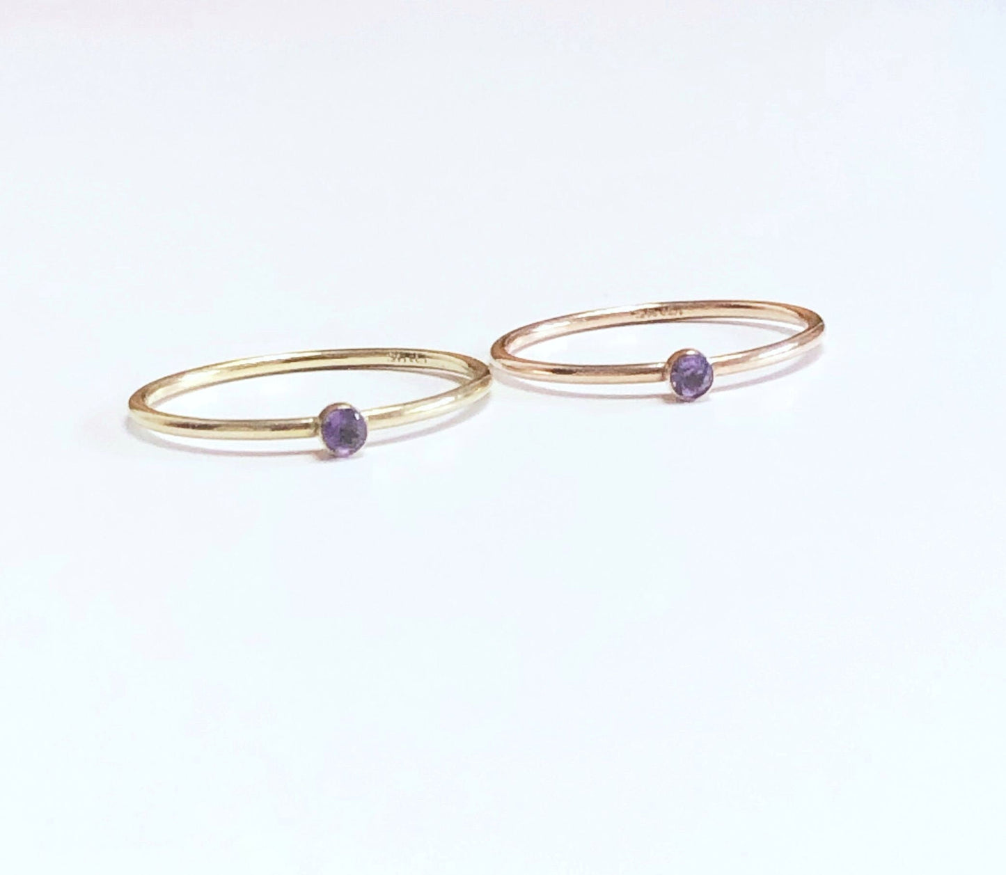 Amethyst Ring, Stapelring in Gold Filled, Sterling Silber, Roségold
