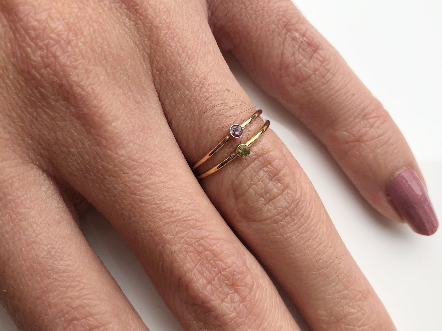 Amethyst Ring, Stapelring in Gold Filled, Sterling Silber, Roségold