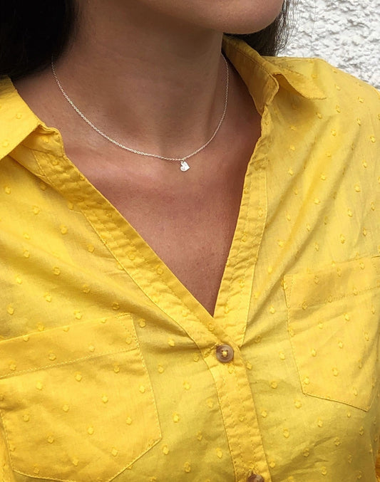 Sterling Silber Halskette mit winzigem Herz Anhänger, Gebürstetes 925 Sterling Silber Herzchen mit Kette, Geschenk für Freundin