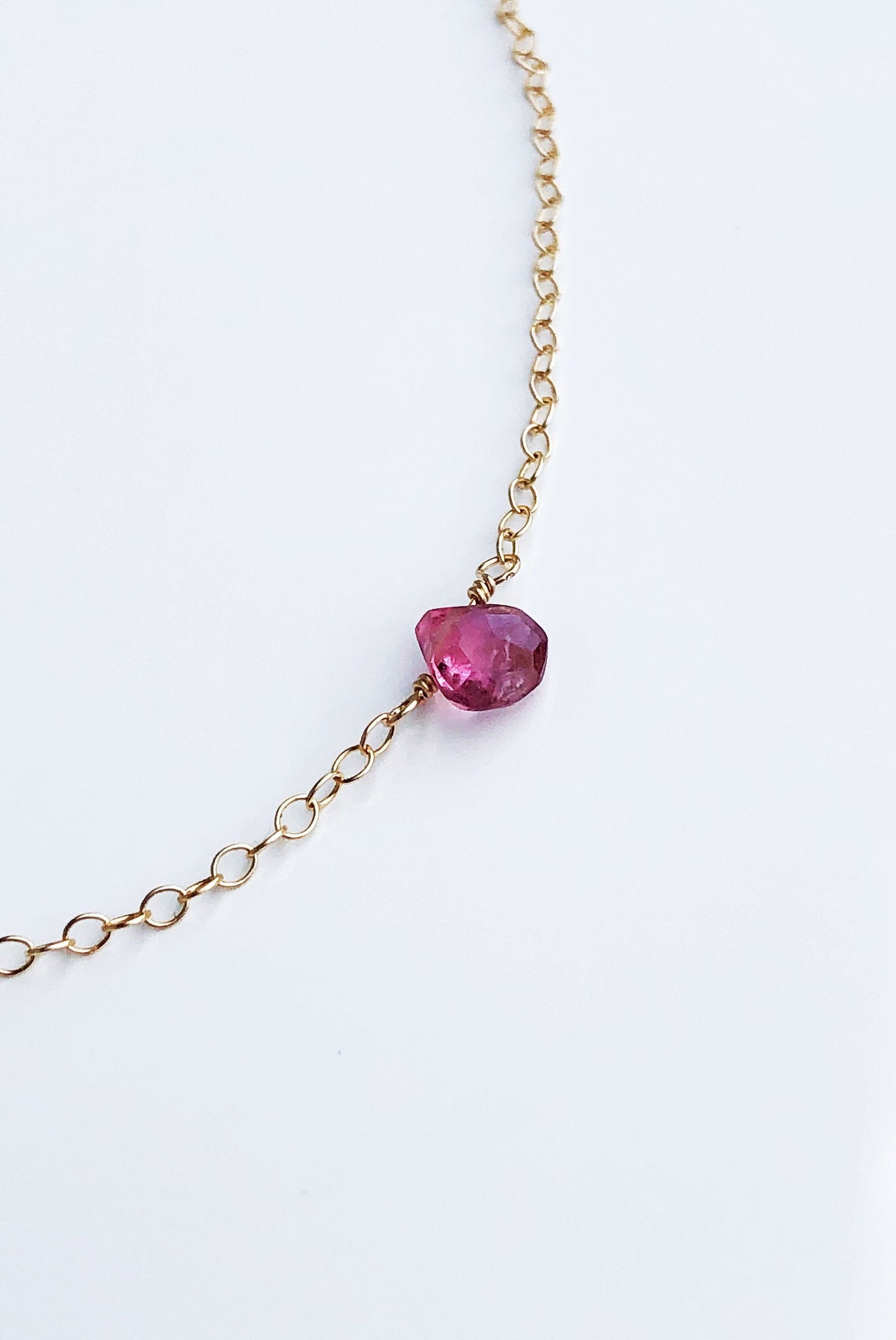 Rosa Turmalin Halskette, Turmalin Tropfen Kette, Oktober Geburtsstein Kette