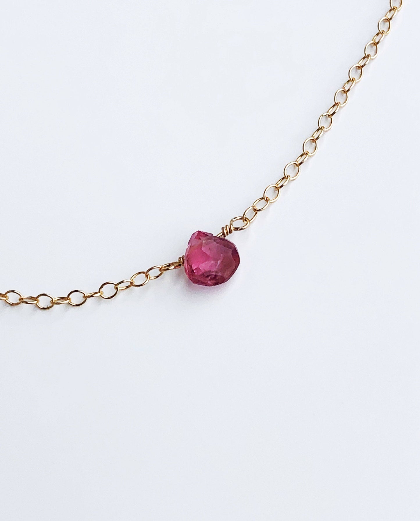 Rosa Turmalin Halskette, Turmalin Tropfen Kette, Oktober Geburtsstein Kette