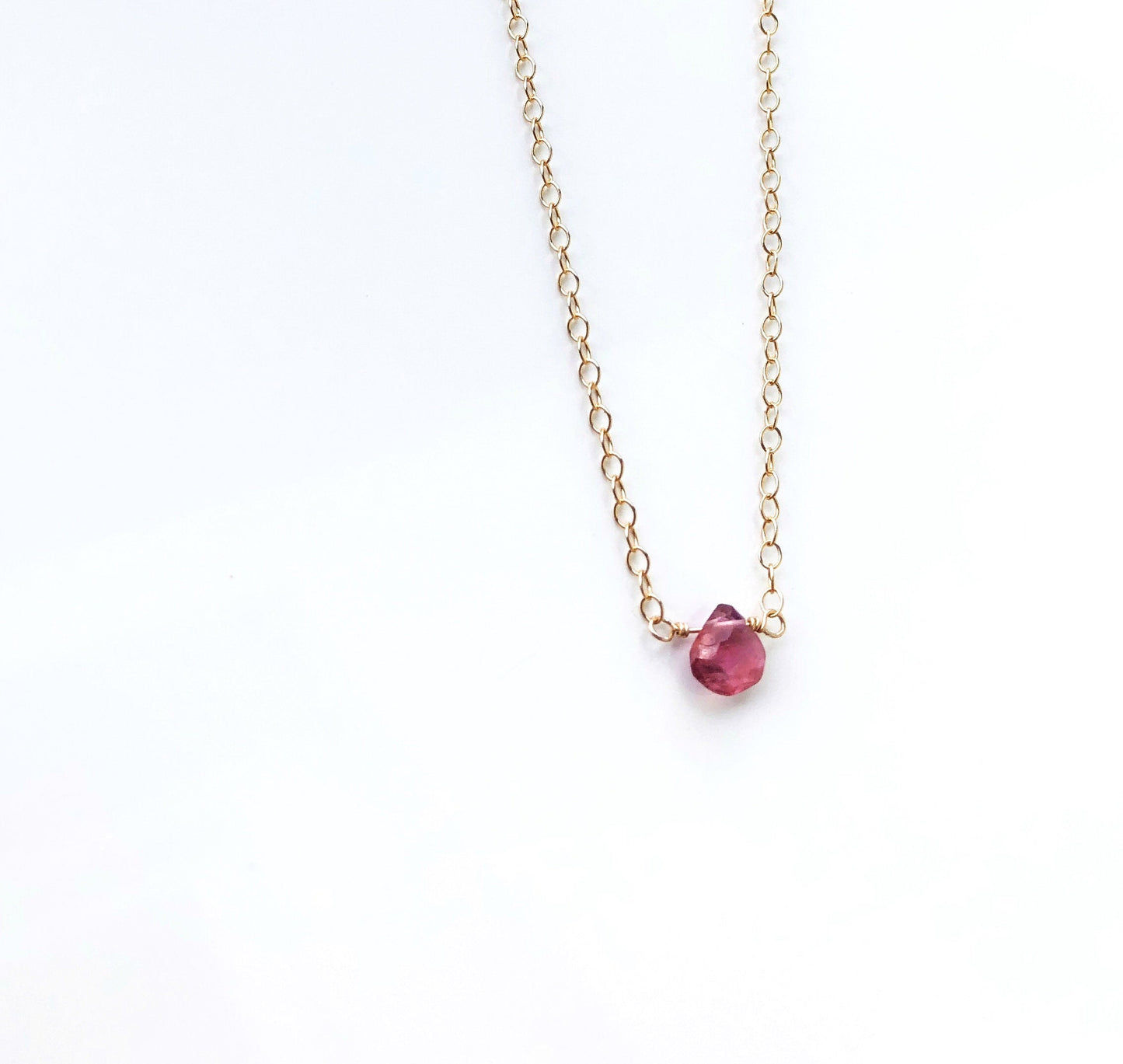 Rosa Turmalin Halskette, Turmalin Tropfen Kette, Oktober Geburtsstein Kette
