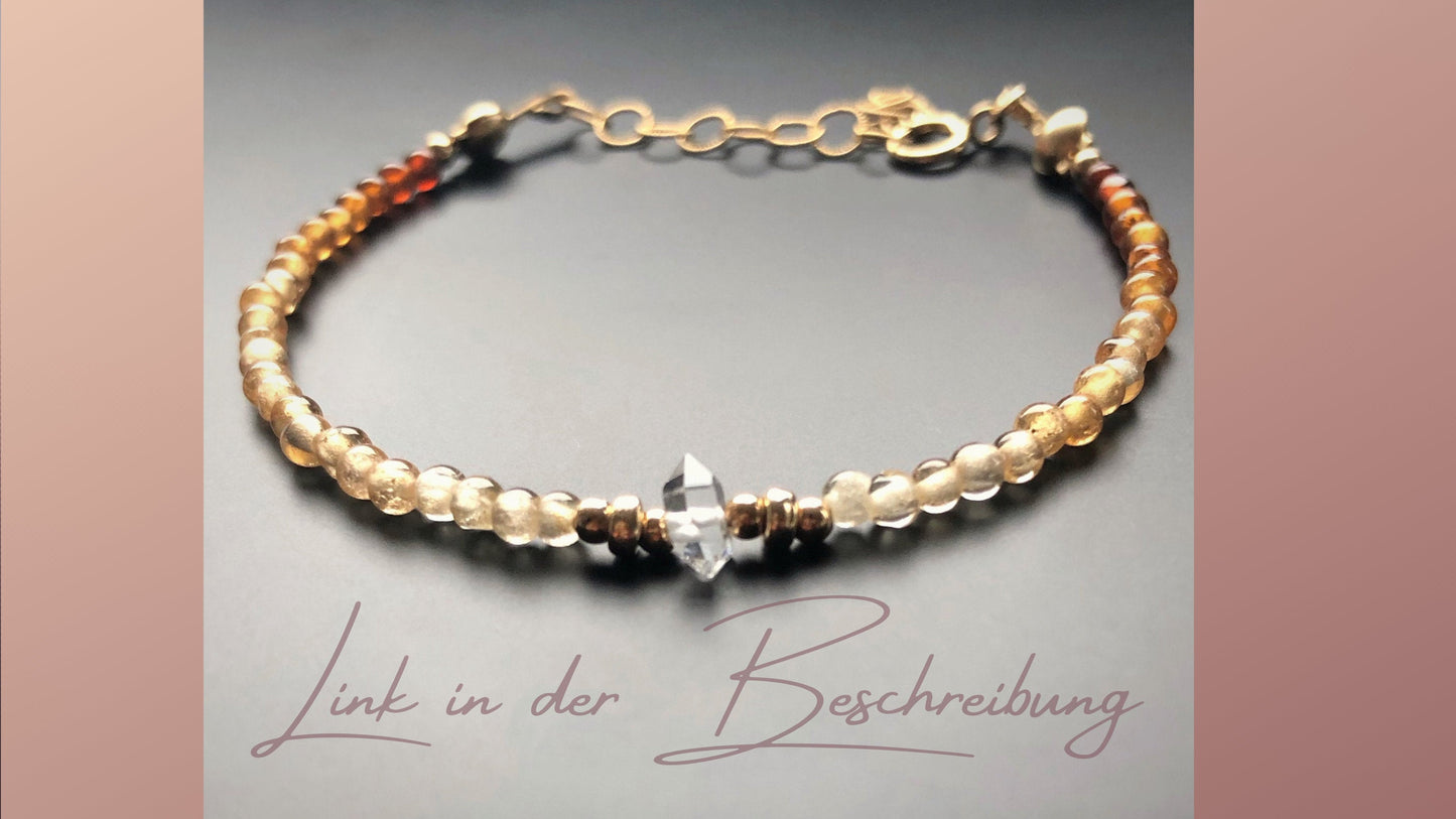 Hessonit Grant Halskette mit Farbverlauf, Januar Geburtsstein, Zarte Granat Kette