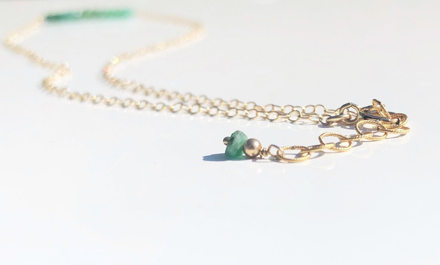 Smaragd Halskette mit Farbverlauf, Mai Geburtsstein, Ombre Smaragdkette