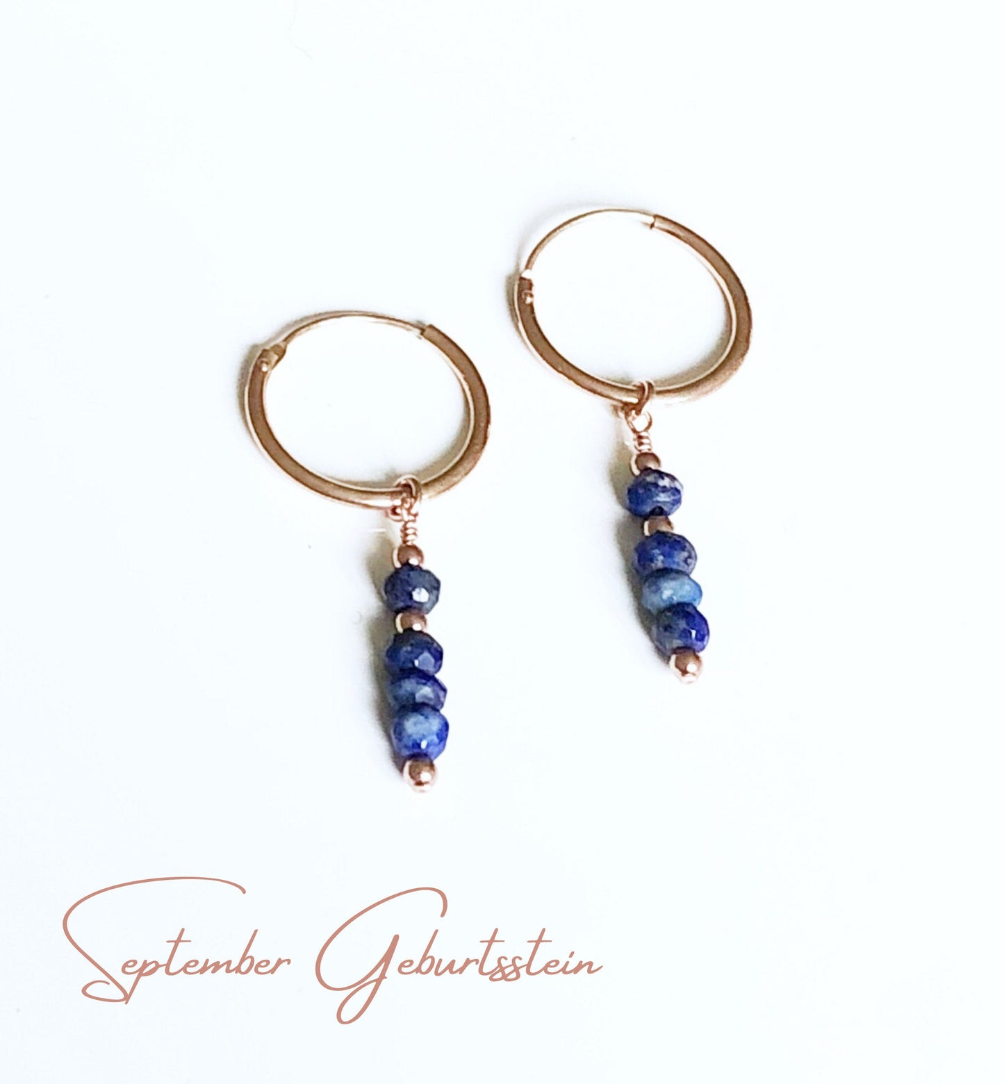 Lapis Lazuli Anhänger für Creolen, Lapislazuli Perlen Ohrringe, Gold filled, Rosegold, Sterling Silber Schmuck Charms