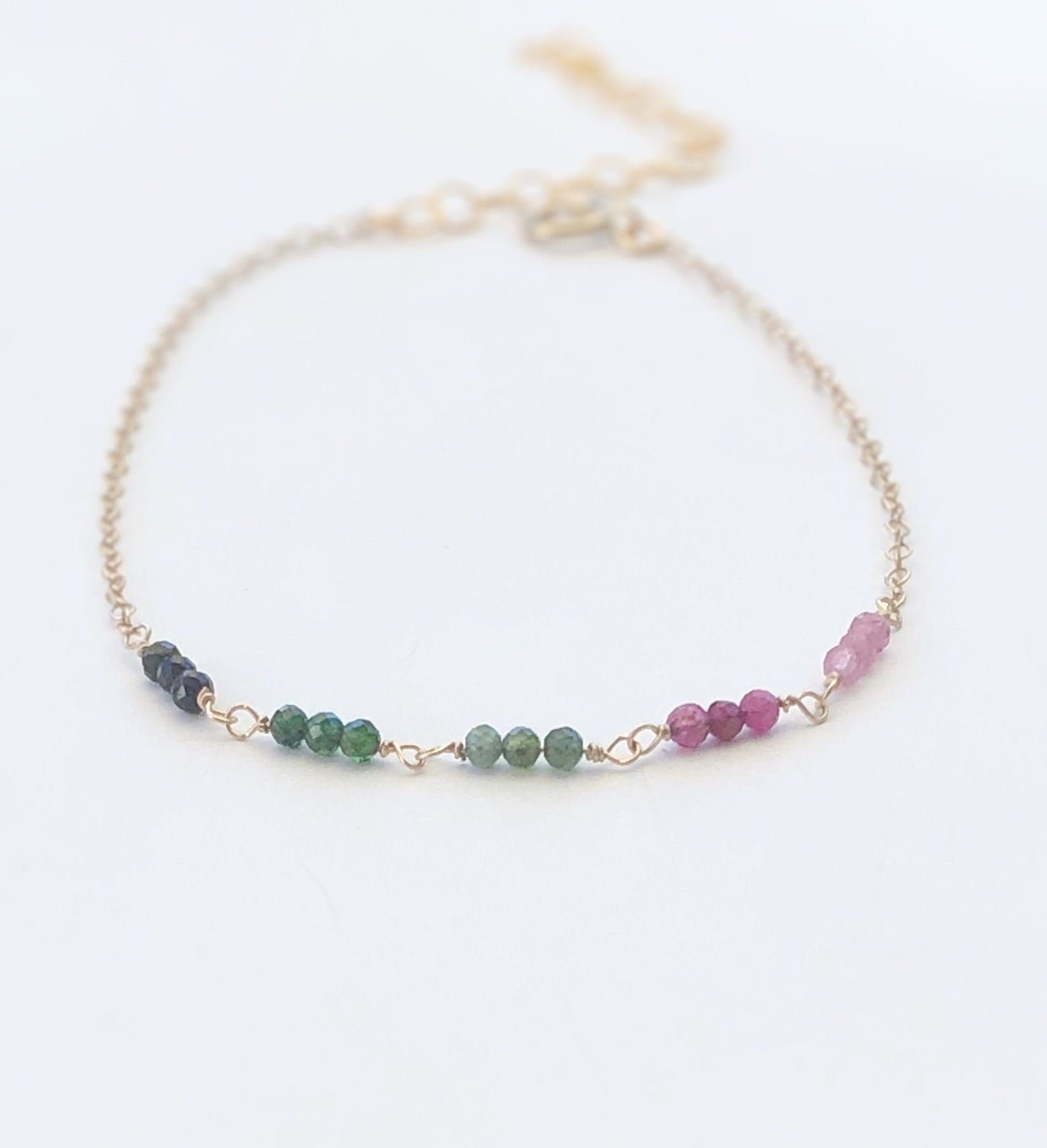 Zartes Fußkettchen mit Turmalin, Bunter Turmalin, Schmuck für den Sommer