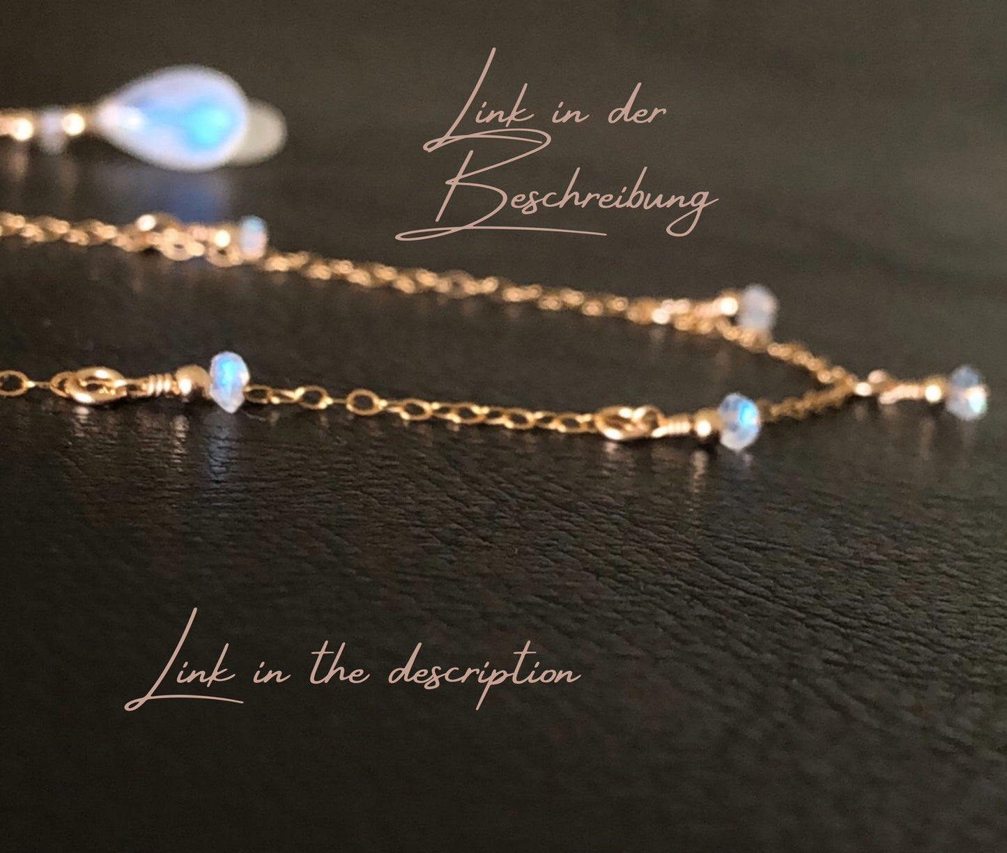 Mondstein Tropfen Kette, Halskette mit Regenbogen Mondstein, Kurze Goldkette mit Mondstein, Layering Look