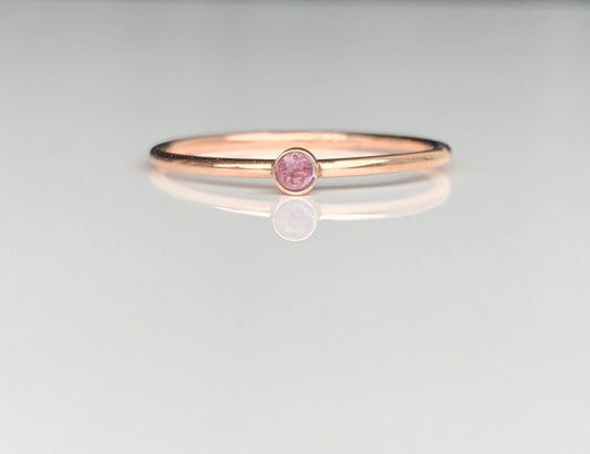Turmalin Ring, Stapelring in Gold Filled, Sterling Silber, Roségold, Schmaler Ring mit Rosa Turmalin