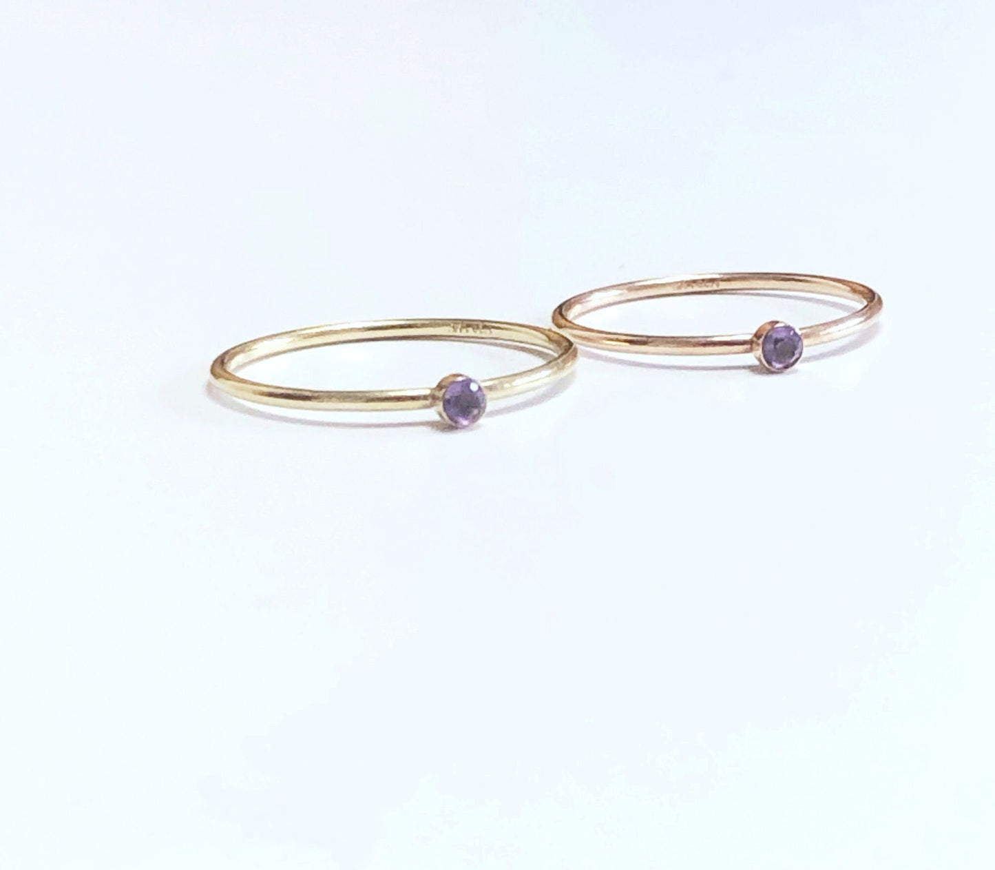 Amethyst Ring, Stapelring in Gold Filled, Sterling Silber, Roségold