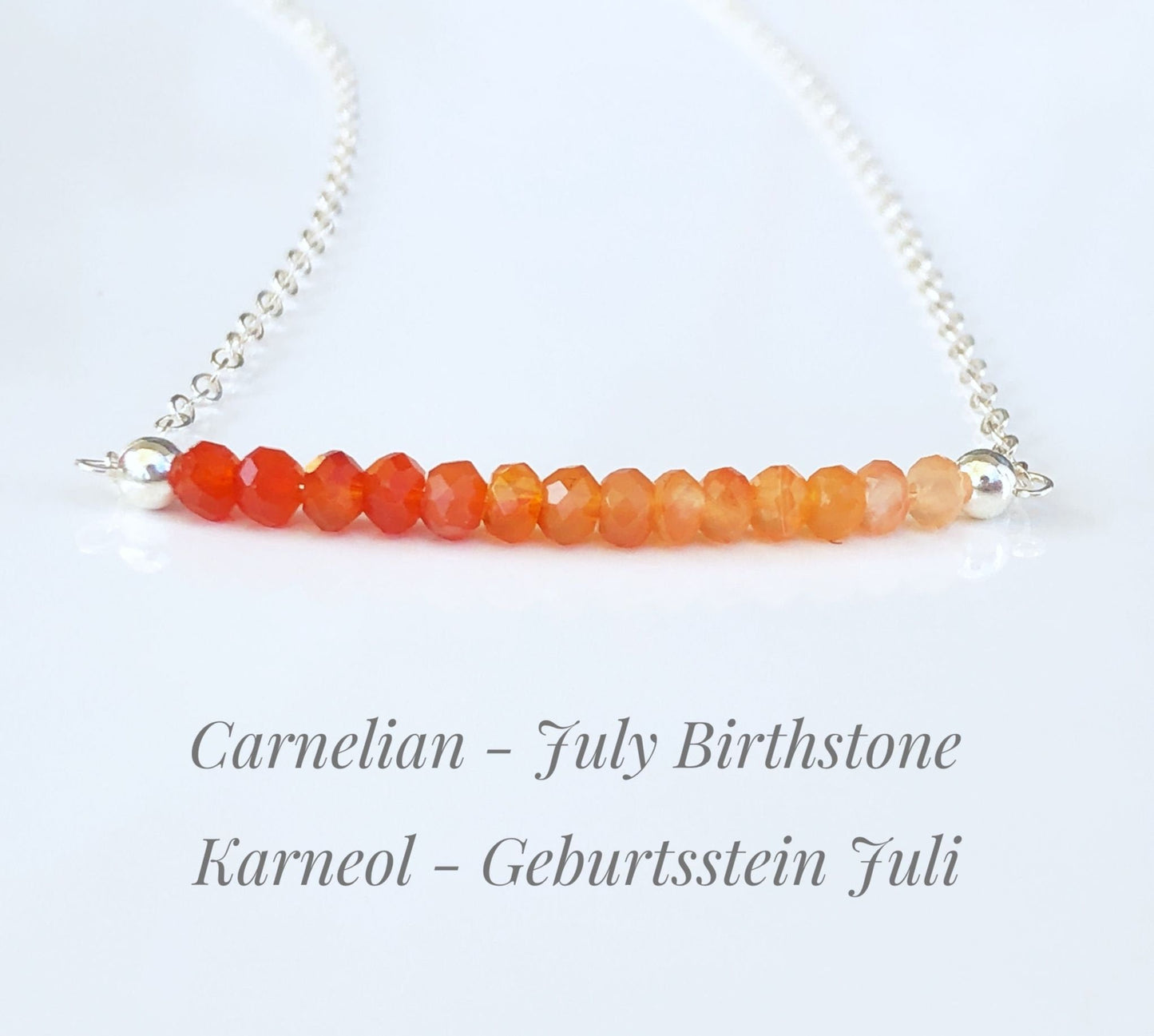 Karneol Halskette mit Farbverlauf, Juli Geburtsstein Kette, Geburtstagsgeschenke für Frauen