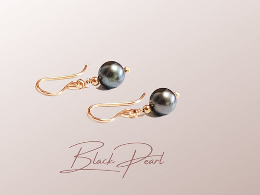 Hängeohrringe mit Tahiti Perle, Südsee Perlenohrringe, schwarze Perle, Juni Geburtsstein