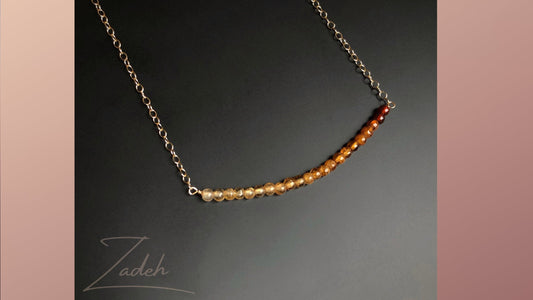 Hessonit Grant Halskette mit Farbverlauf, Januar Geburtsstein, Zarte Granat Kette