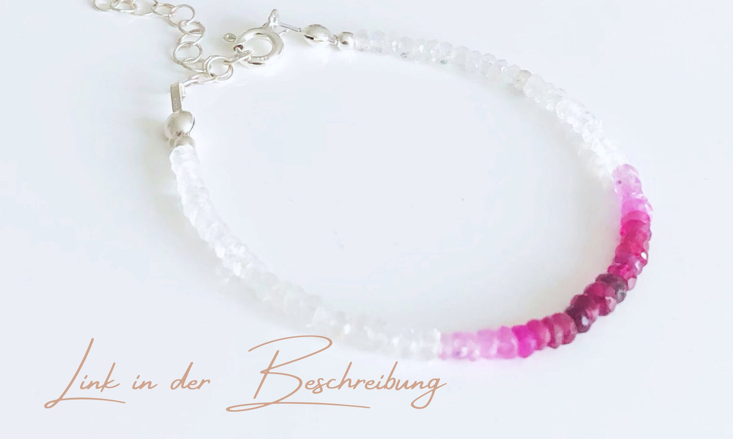 Rubin Halskette mit Farbverlauf, Juli Geburtsstein Kette, Zarte Edelstein Halskette in Rosa