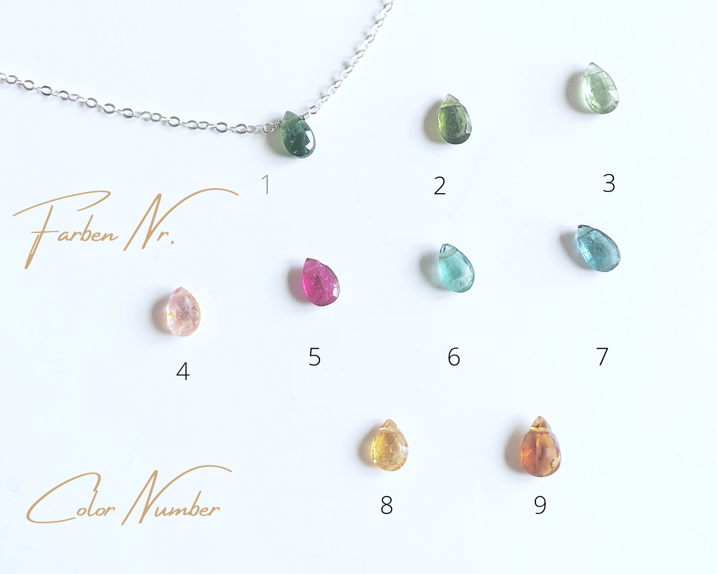 Turmalin Tropfen Halskette