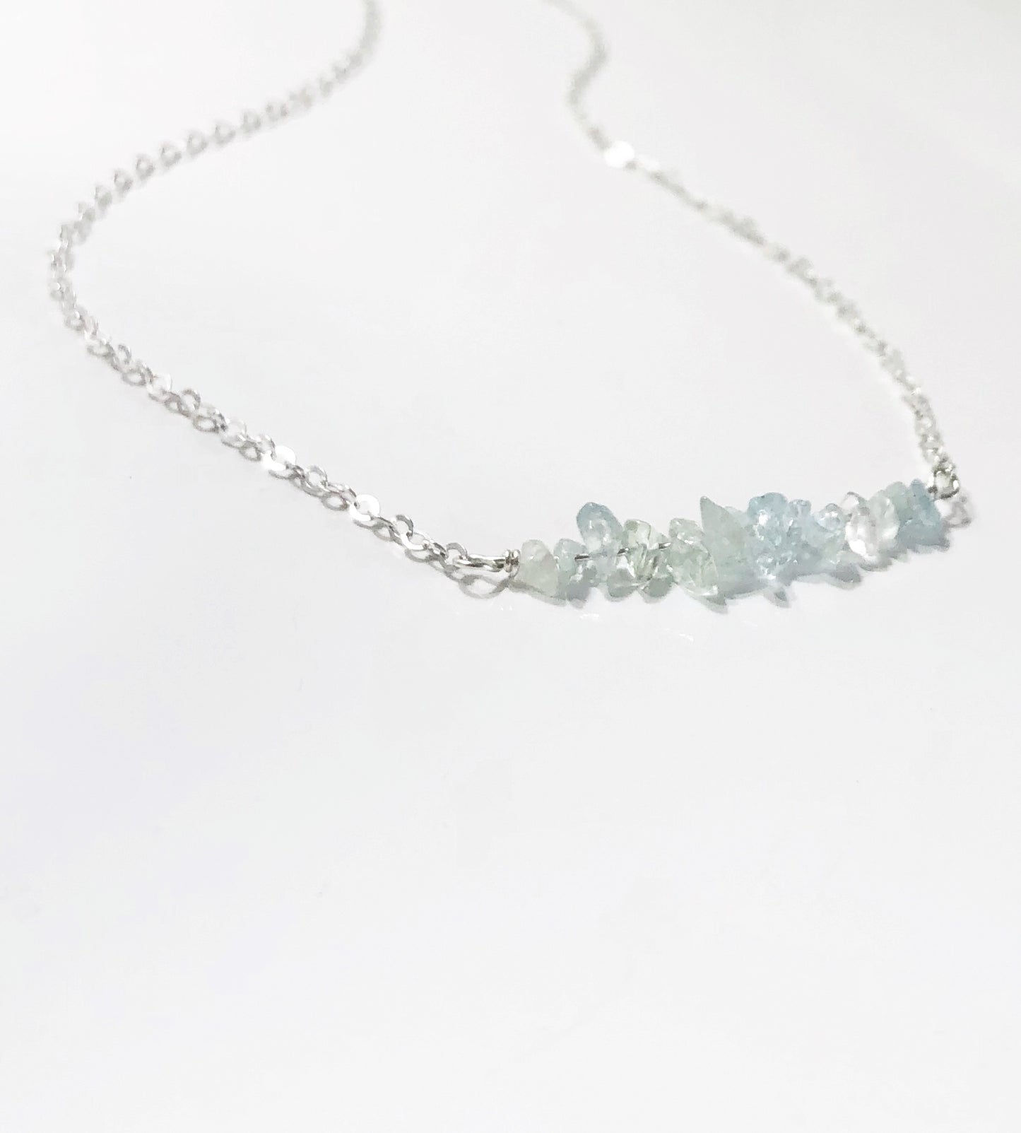 Aquamarin Rohstein Halskette, März Geburtsstein Kette