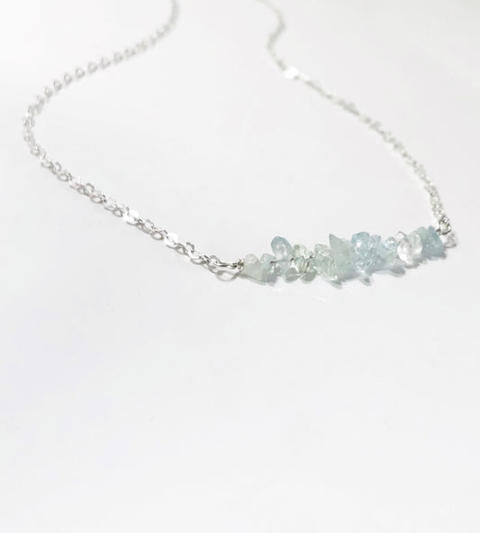 Aquamarin Rohstein Halskette, März Geburtsstein Kette