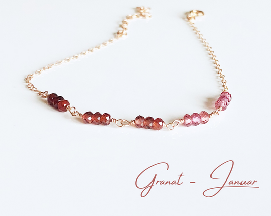 Granat Armband mit Farbverlauf, Januar Geburtsstein