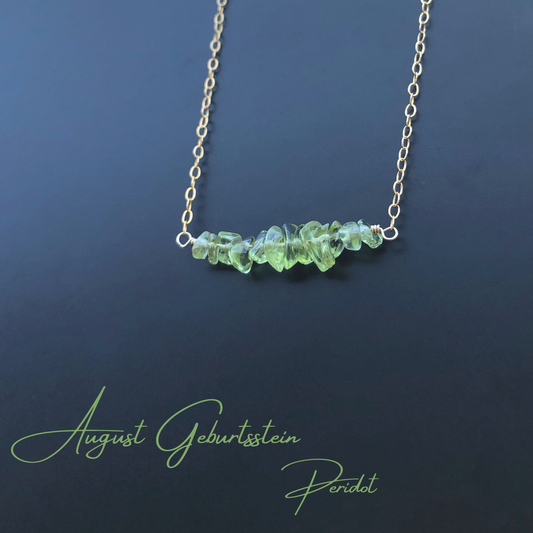 Feine Peridot Bar Halskette, Rohstein Kette