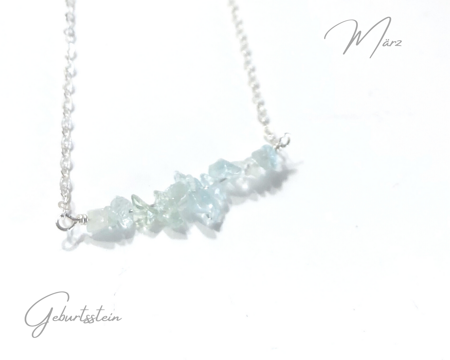 Aquamarin Rohstein Halskette, März Geburtsstein Kette