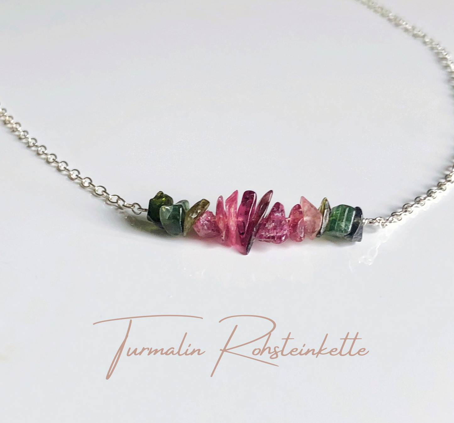 Wassermelonen Turmalin Halskette, Chips Bar Kette