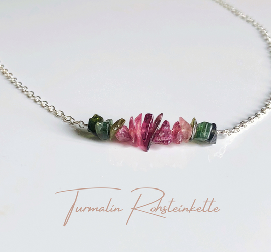 Wassermelonen Turmalin Halskette, Chips Bar Kette