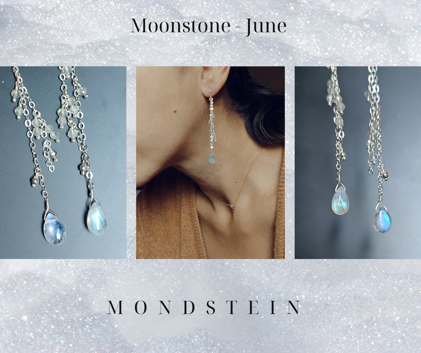 Lange Ohrringe mit Mondsteinen