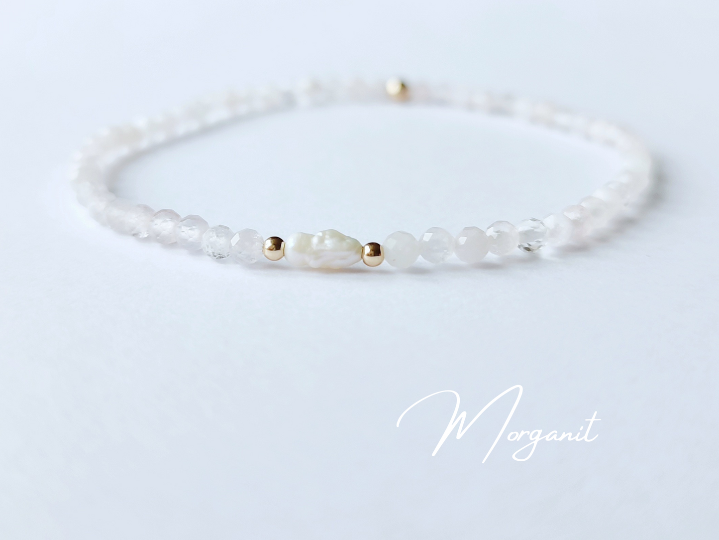 Zierliche Stretch Armbänder mit Perle und Turmalin, Tansanit, Aquamarin oder Morganit Armband