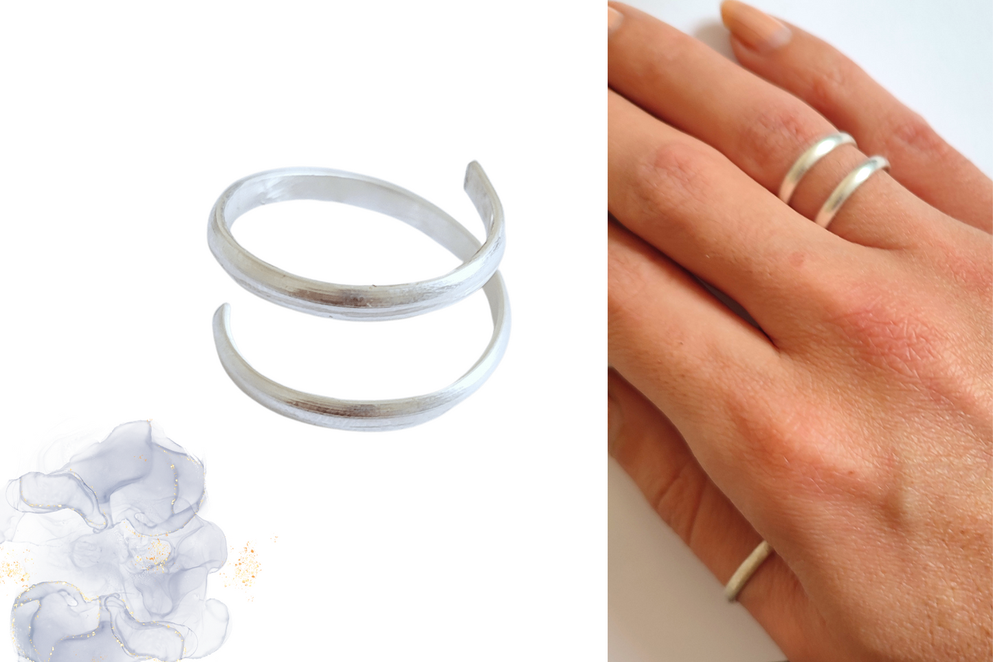 Designer Spiral Schwebe - Ring 925 Sterling Silber