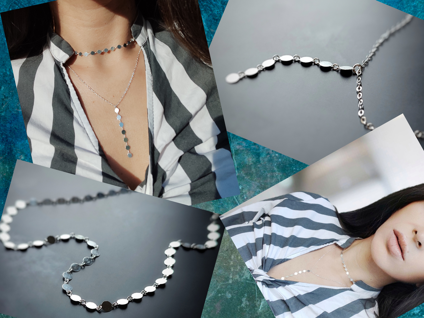 Sterling Silber Choker, 4mm Plättchen Halskette