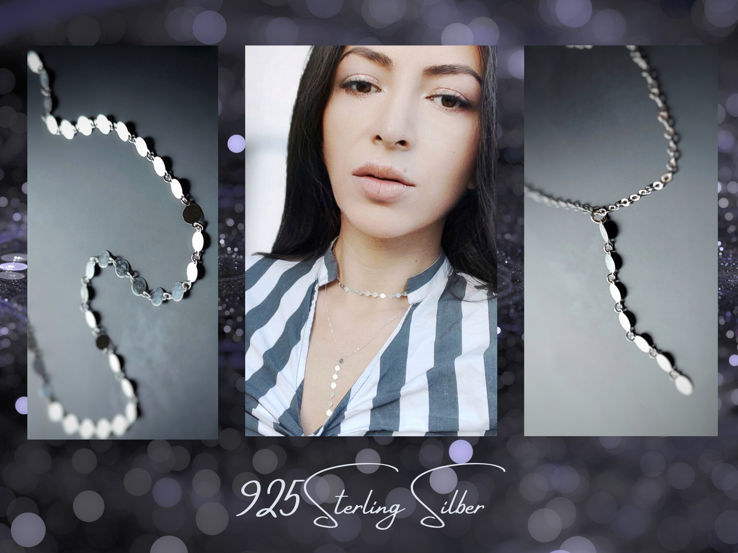 Sterling Silber Choker, 4mm Plättchen Halskette