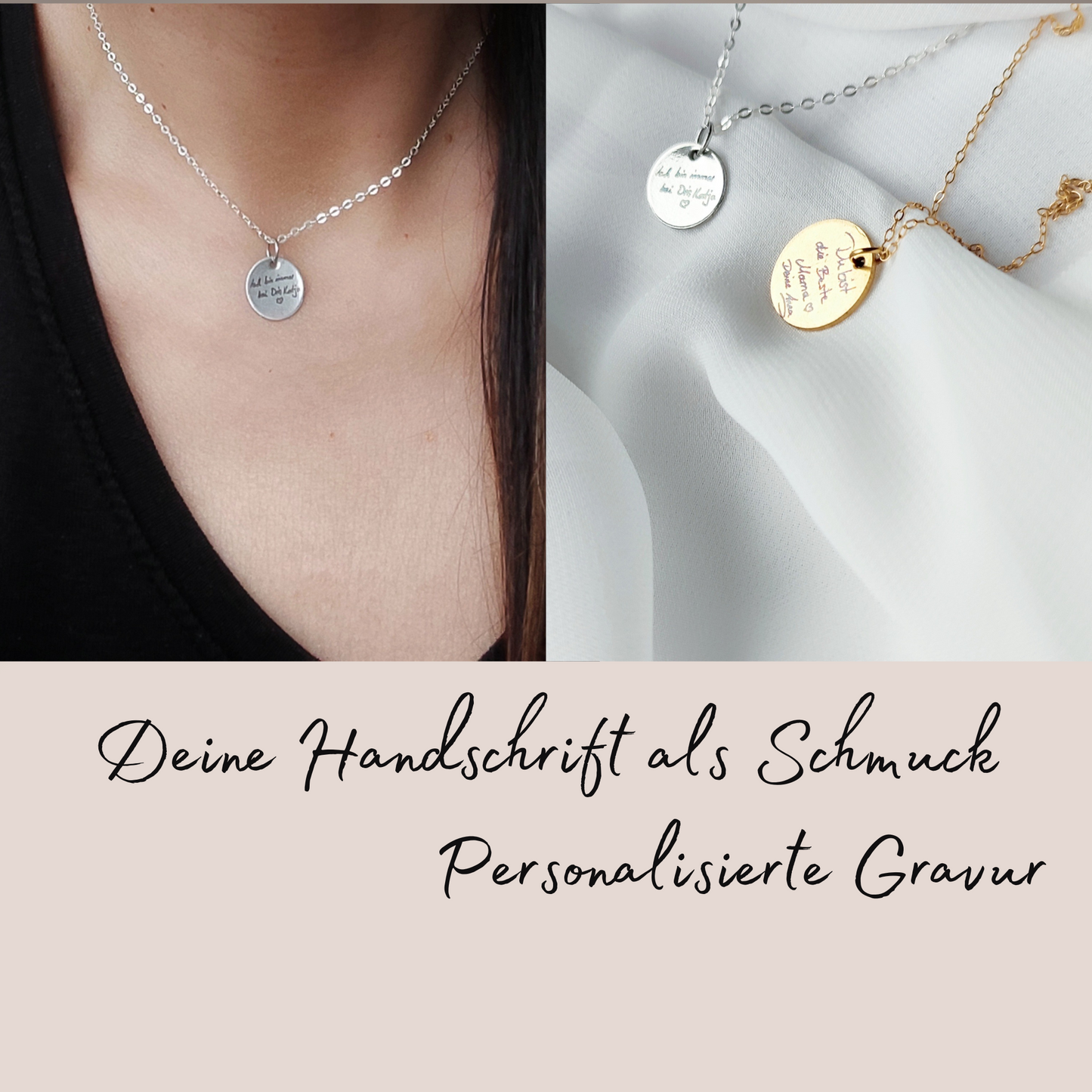 Personalisierte Handschrift Plättchen Halskette