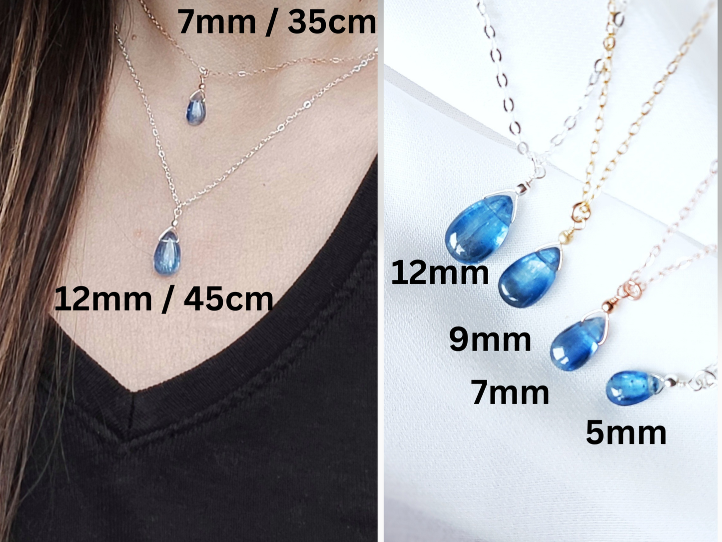 Halskette mit Kyanit Anhänger, Blauer Stein der Selbstliebe