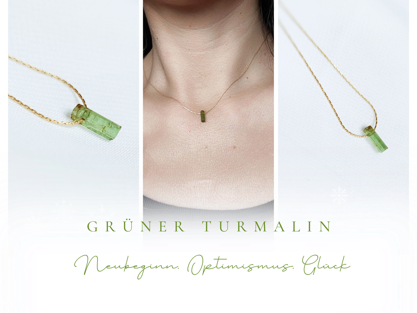 Grüner Turmalin Stäbchen Halskette, Minimalist Kette mit Turmalin Rohstein Anhänger