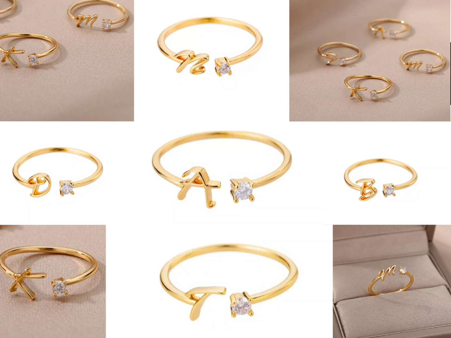 Personalisierte Ringe mit Buchstaben, Initial Ring in Gold