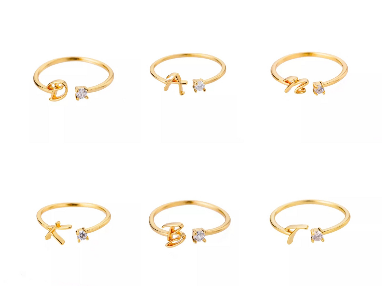 Personalisierte Ringe mit Buchstaben, Initial Ring in Gold