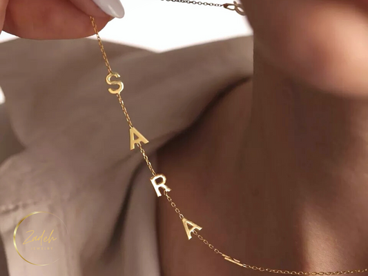 Namen Kette, Goldene Halskette mit Namen oder Buchstaben personalisierte Namenskette
